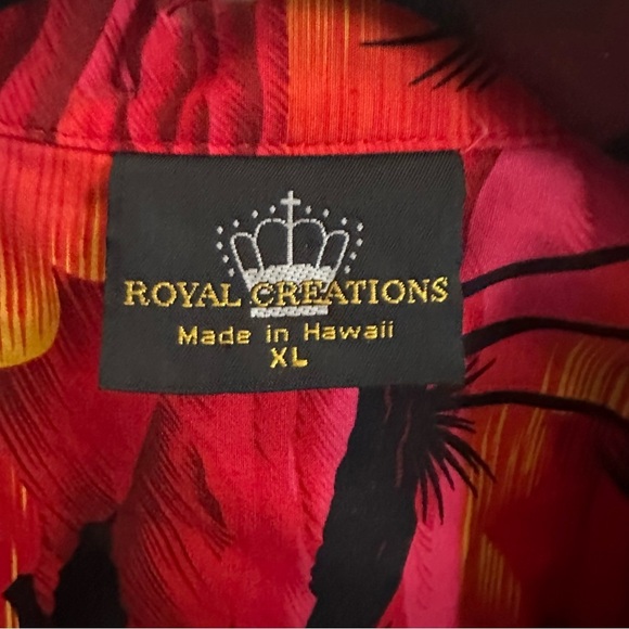 Hawaiian Royal Creations Button Up Shirt Mens XL Red Black Floral Vintage Hawaii - Picture 4 of 6